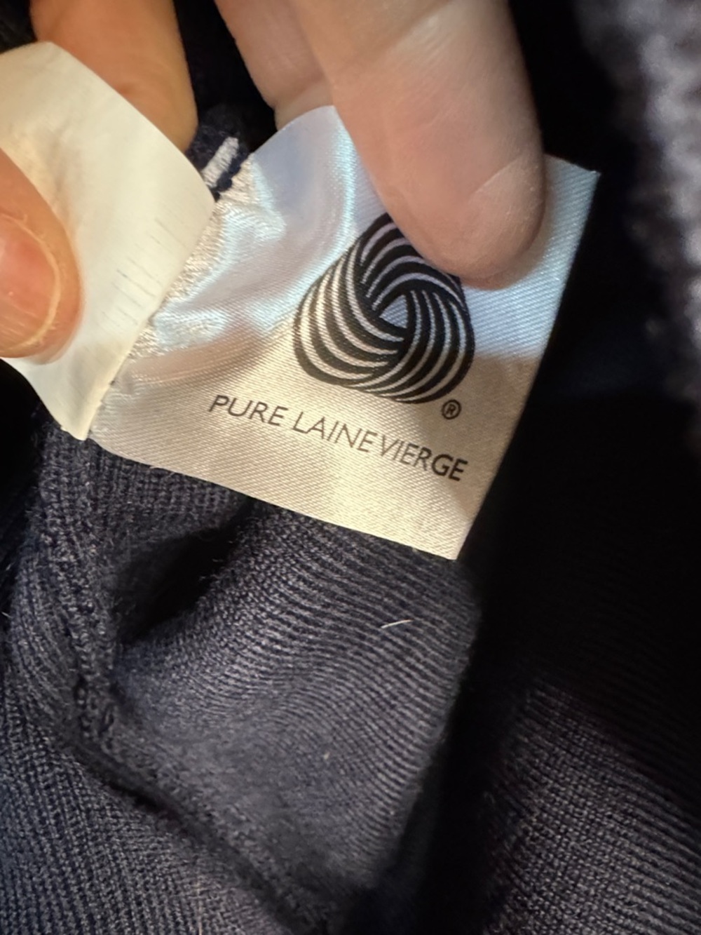Saint James Navy Crewneck Sweater with White Chevron Yoke - Picture 5 of 12
